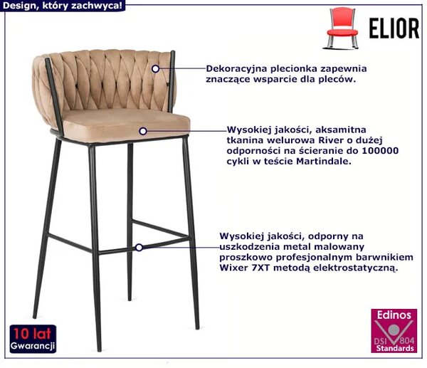 Beżowy tapicerowany hoker glamour z oparciem Z7-G44