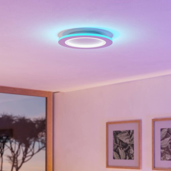 EGLO connect Inteligentna lampa sufitowa Connect Padrogiano-Z, możliwość ściemniania, biały / opal, salon / jadalnia, metal, nowoczesny