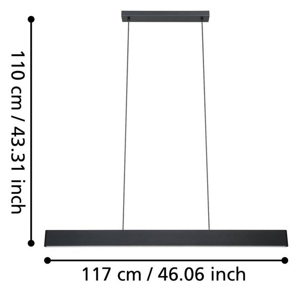 EGLO Inteligentna lampa wisząca Connect Andreas-Z, możliwość ściemniania, czarny, salon / jadalnia, metal, nowoczesny