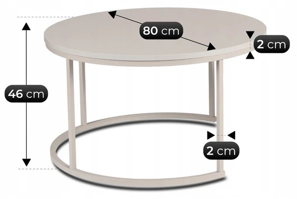 Zestaw Stolików Kawowych NELLY MAX 60 cm/80 cm Kaszmir Japandi