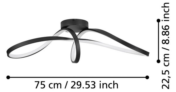 EGLO Inteligentna lampa sufitowa Connect Calarossa-Z, możliwość ściemniania, czarny, salon / jadalnia, aluminium, nowoczesny