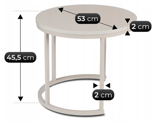 Zestaw Stolików Kawowych NELLY 43 cm/53 cm Kaszmir Japandi