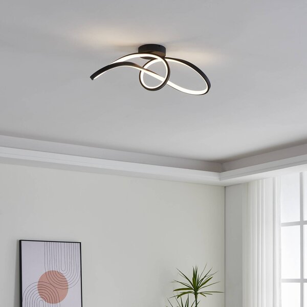 EGLO Inteligentna lampa sufitowa Connect Calarossa-Z, możliwość ściemniania, czarny, salon / jadalnia, aluminium, nowoczesny