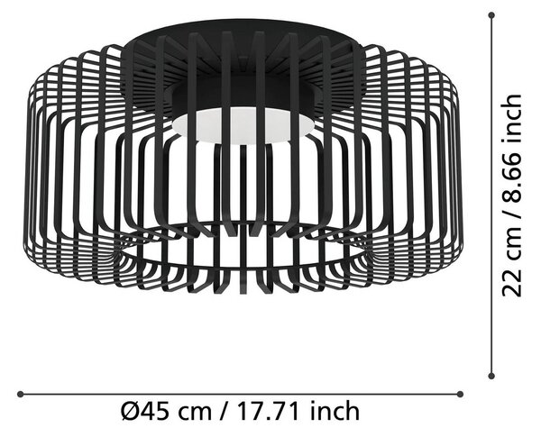 EGLO Inteligentna lampa sufitowa Connect Ginestrone-Z, możliwość ściemniania, czarny, salon / jadalnia, metal, nowoczesny