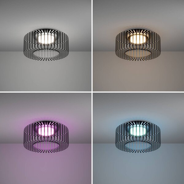 EGLO Inteligentna lampa sufitowa Connect Ginestrone-Z, możliwość ściemniania, czarny, salon / jadalnia, metal, nowoczesny