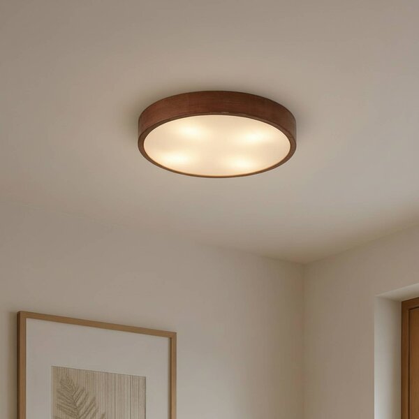Lampa sufitowa Tanju Lindby, możliwość ściemniania, ciemne drewno, salon / jadalnia, drewno