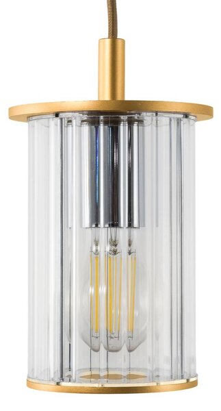 Lampa wisząca zewnętrzna Nora, złota/przezroczysta, IP44, szkło Nora Argon, możliwość ściemniania, mosiężny / złoty, szkło