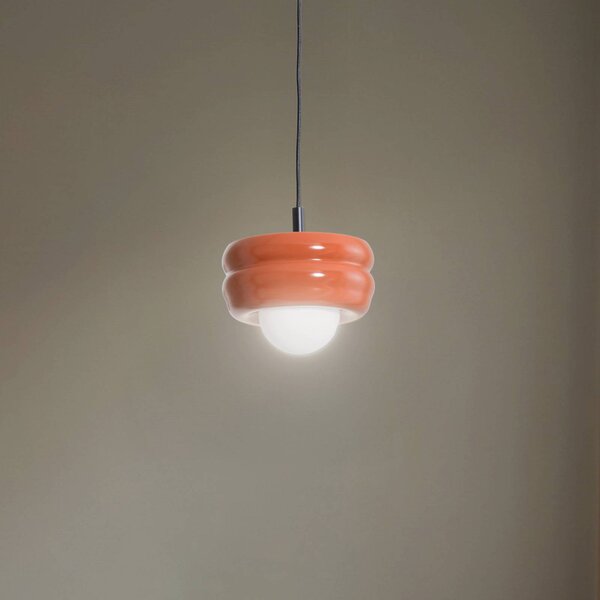 Lampa wisząca szklana Tina Argon, możliwość ściemniania, terracotta, salon / jadalnia, szkło