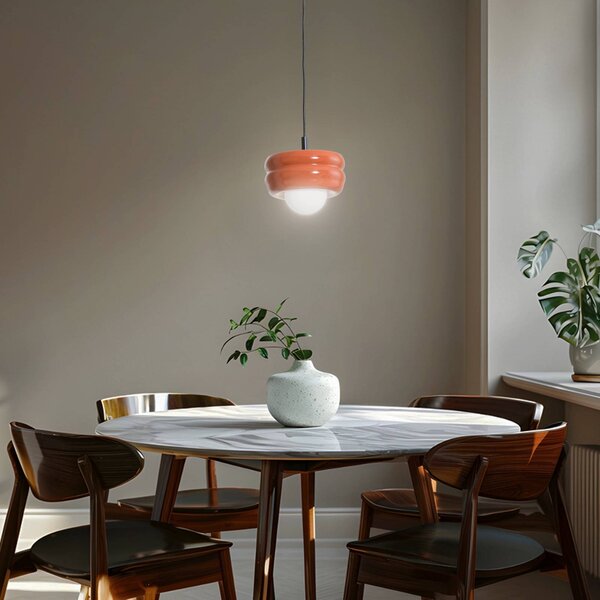 Lampa wisząca szklana Tina Argon, możliwość ściemniania, terracotta, salon / jadalnia, szkło