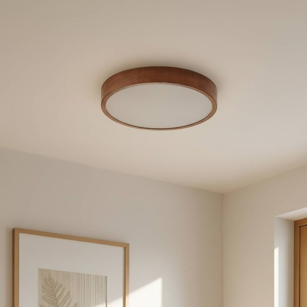 Lampa sufitowa Tanju Lindby, możliwość ściemniania, ciemne drewno, salon / jadalnia, drewno