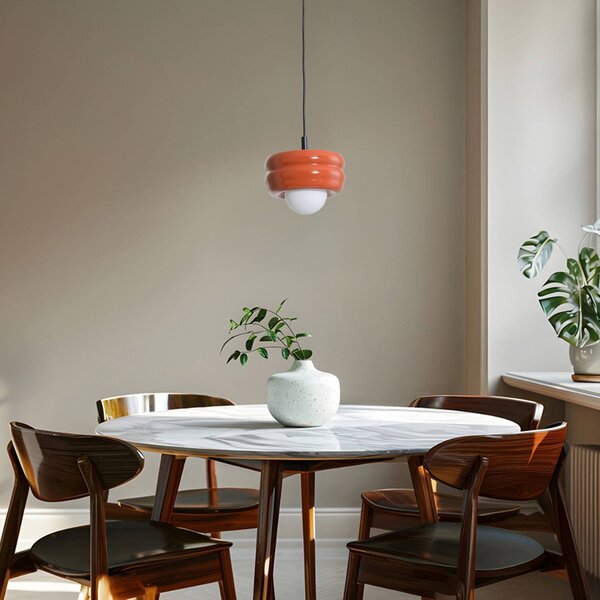 Lampa wisząca szklana Tina Argon, możliwość ściemniania, terracotta, salon / jadalnia, szkło