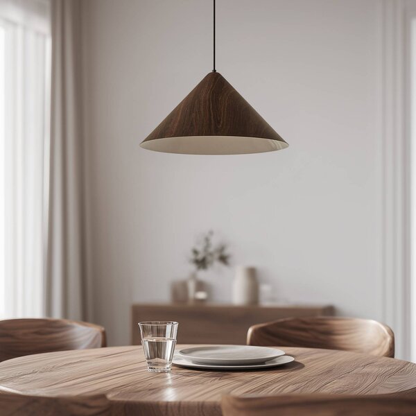 Lampa wisząca Clarine Lindby, możliwość ściemniania, ciemne drewno, salon / jadalnia, metal, nowoczesny