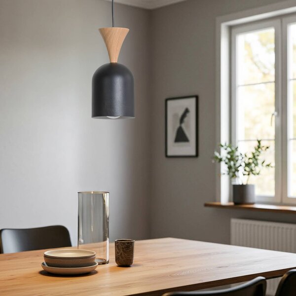 Lampa wisząca Nolan Lamkur, możliwość ściemniania, czarny, salon / jadalnia, metal, skandynawski