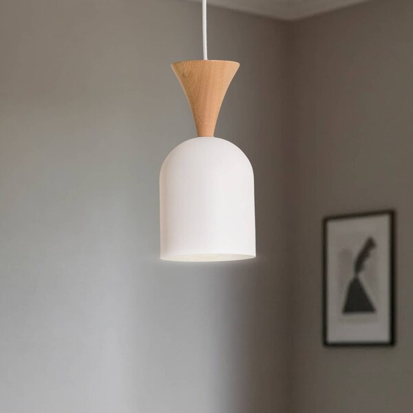 Lampa wisząca Nolan Lamkur, możliwość ściemniania, biały / opal, salon / jadalnia, metal, skandynawski