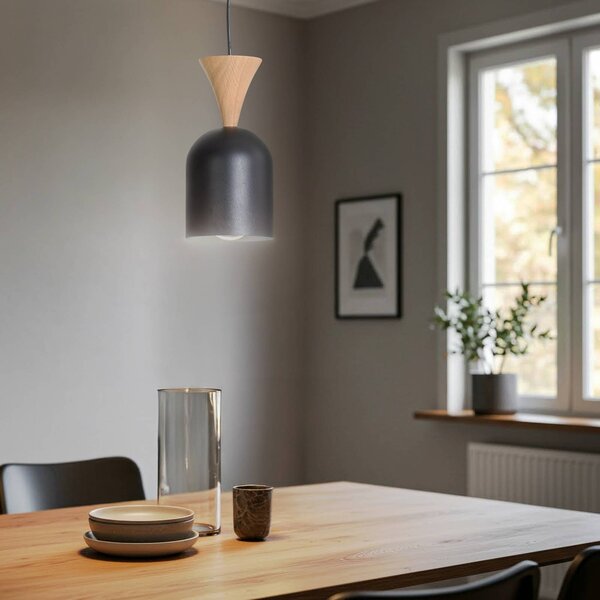 Lampa wisząca Nolan Lamkur, możliwość ściemniania, czarny, salon / jadalnia, metal, skandynawski