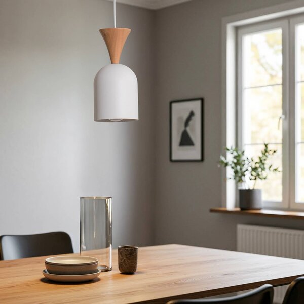 Lampa wisząca Nolan Lamkur, możliwość ściemniania, biały / opal, salon / jadalnia, metal, skandynawski