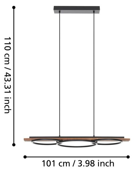 EGLO Lampa wisząca Boyal, ciemne drewno, salon / jadalnia, drewno