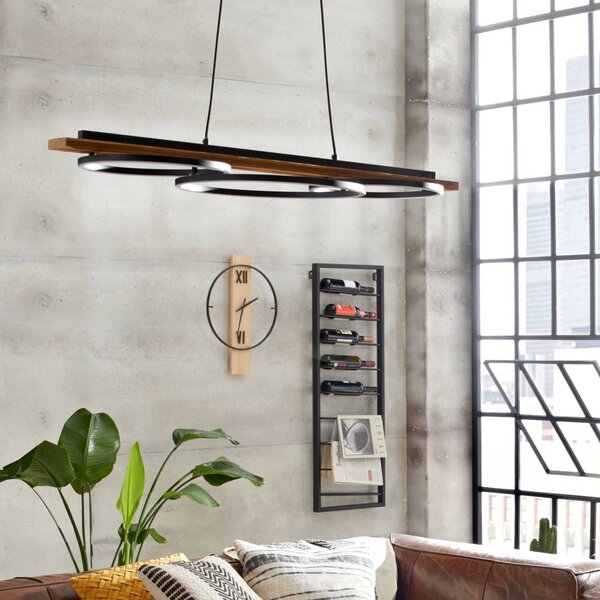 EGLO Lampa wisząca Boyal, ciemne drewno, salon / jadalnia, drewno