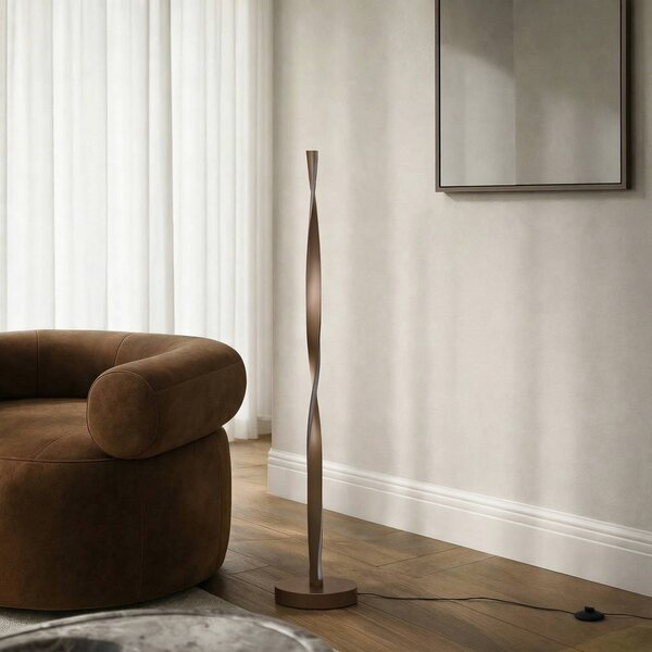 Lampa stojąca LED Jaren Lindby, brązowy / rdzawy, salon / jadalnia, metal, nowoczesny