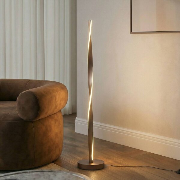 Lampa stojąca LED Jaren Lindby, brązowy / rdzawy, salon / jadalnia, metal, nowoczesny