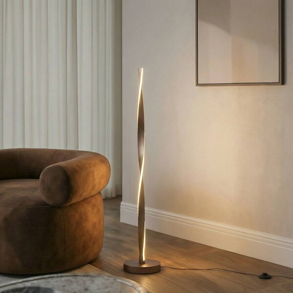 Lampa stojąca LED Jaren Lindby, brązowy / rdzawy, salon / jadalnia, metal, nowoczesny