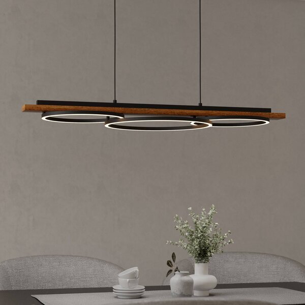 EGLO Lampa wisząca Boyal, ciemne drewno, salon / jadalnia, drewno