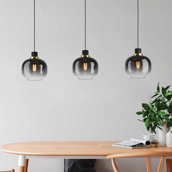 EGLO Lampa wisząca szklana Oilella, możliwość ściemniania, czarny, salon / jadalnia, szkło