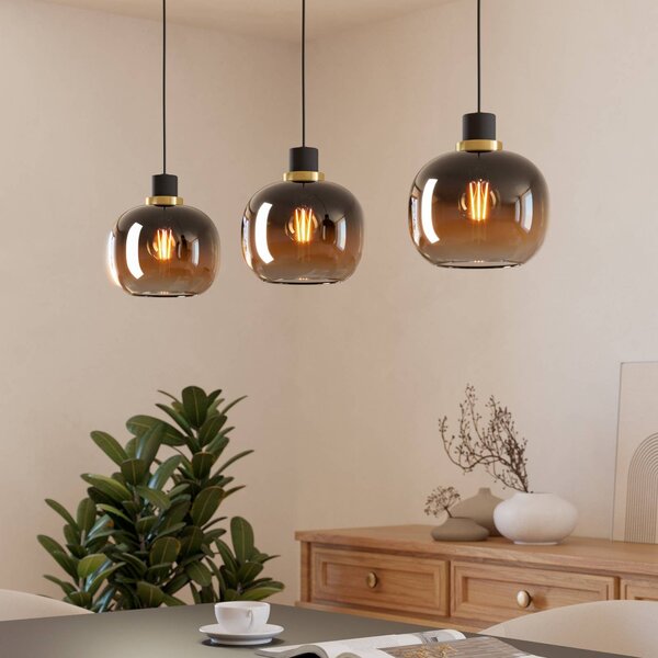 EGLO Lampa wisząca szklana Oilella, możliwość ściemniania, czarny, salon / jadalnia, szkło