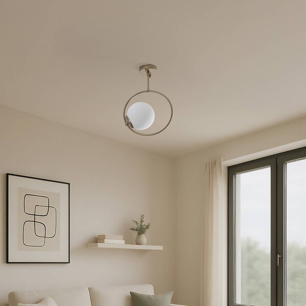 Lampa sufitowa Dolunay, Ø 26 cm, złota, szkło, E27 Dolunay Opviq, możliwość ściemniania, mosiężny / złoty, salon / jadalnia, metal, nowoczesny