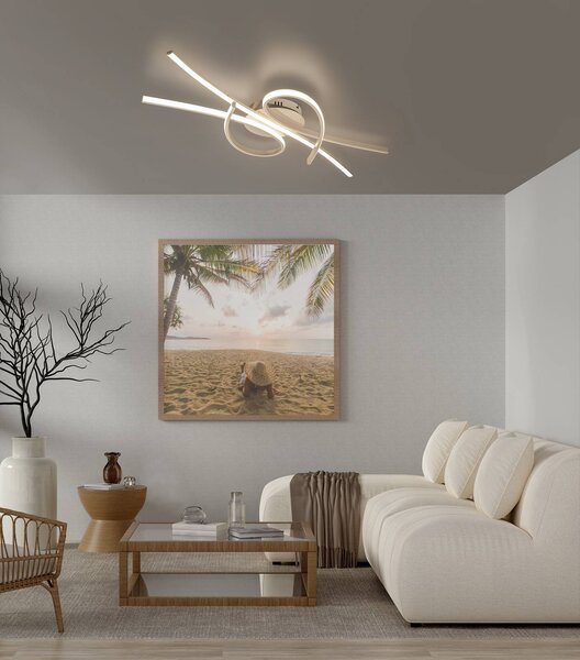 FISCHER & HONSEL Lampa sufitowa LED Biba, możliwość ściemniania, kremowy / amber, salon / jadalnia, metal, nowoczesny