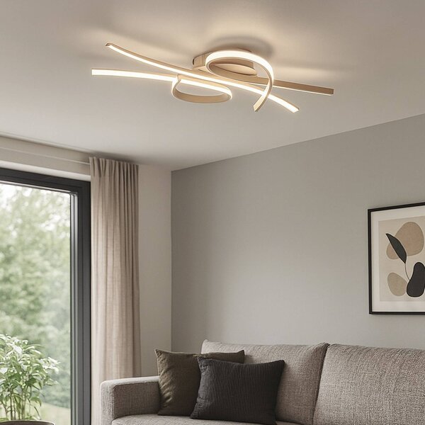 FISCHER & HONSEL Lampa sufitowa LED Biba, możliwość ściemniania, kremowy / amber, salon / jadalnia, metal, nowoczesny