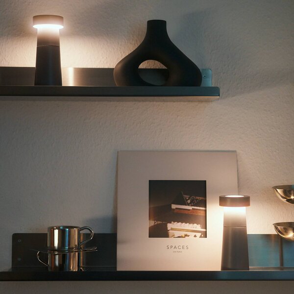 Lampa stołowa LED Salt & Pepper Lucande, aluminiowy / szary / cynkowy, salon / jadalnia, tworzywo sztuczne, nowoczesny