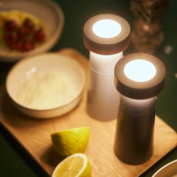 Lampa stołowa LED Salt & Pepper Lucande, aluminiowy / szary / cynkowy, salon / jadalnia, tworzywo sztuczne, nowoczesny