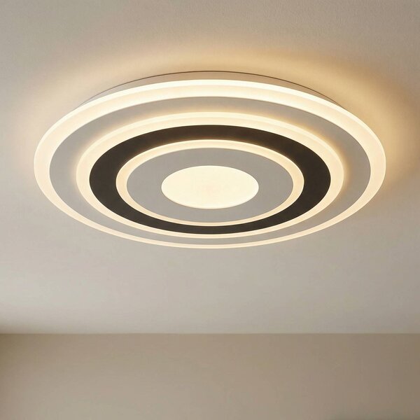 Lampa sufitowa LED Rebeka Lindby, możliwość ściemniania, biały / opal, salon / jadalnia, tworzywo sztuczne, nowoczesny