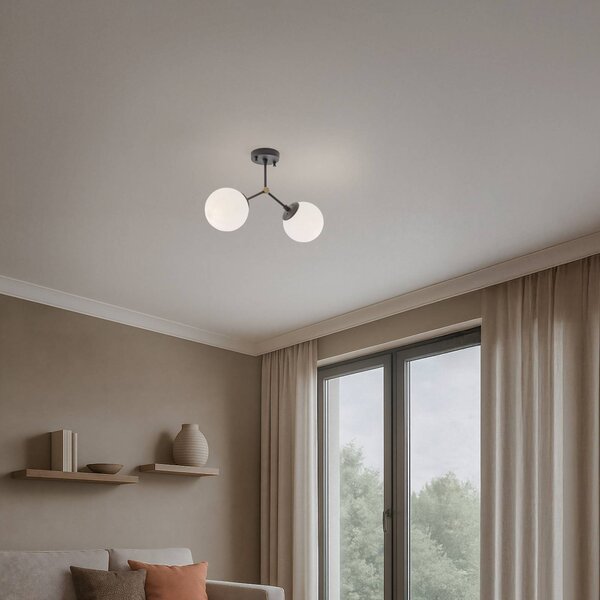 Lampa sufitowa Damar Opviq, możliwość ściemniania, czarny, salon / jadalnia, szkło
