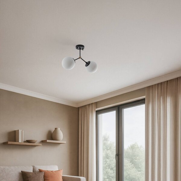 Lampa sufitowa Damar Opviq, możliwość ściemniania, czarny, salon / jadalnia, szkło