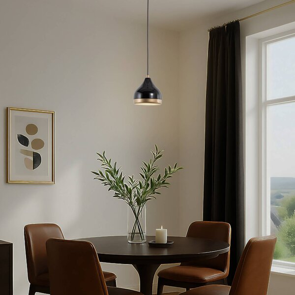 Lampa wisząca Yildo Opviq, możliwość ściemniania, czarny, salon / jadalnia, metal, nowoczesny