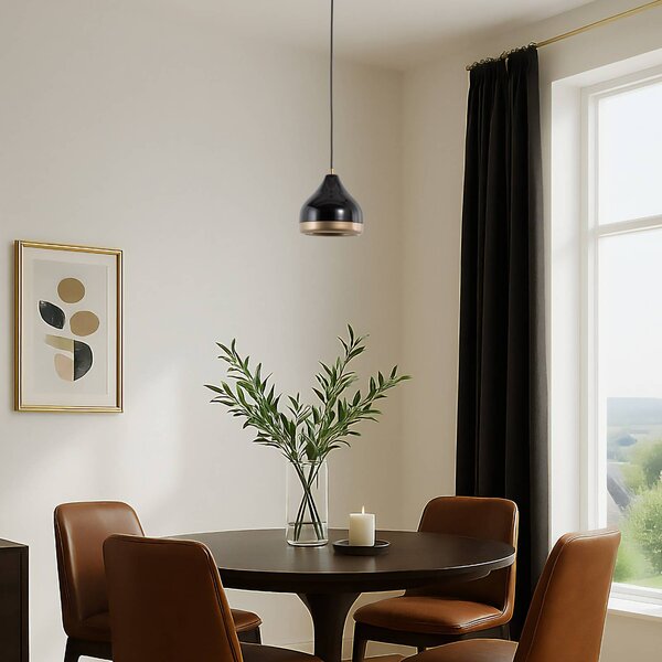 Lampa wisząca Yildo Opviq, możliwość ściemniania, czarny, salon / jadalnia, metal, nowoczesny