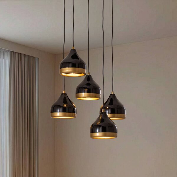Lampa wisząca Yildo Opviq, możliwość ściemniania, czarny, salon / jadalnia, metal, nowoczesny