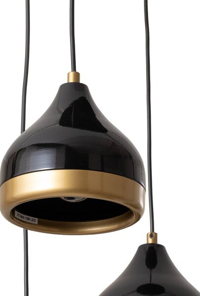 Lampa wisząca Yildo Opviq, możliwość ściemniania, czarny, salon / jadalnia, metal, nowoczesny