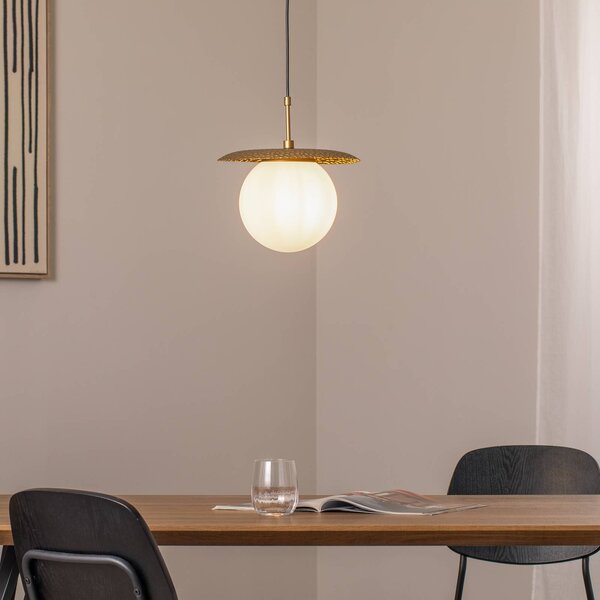 Lampa wisząca szklana Anemon Opviq, możliwość ściemniania, mosiężny / złoty, salon / jadalnia, szkło, nowoczesny