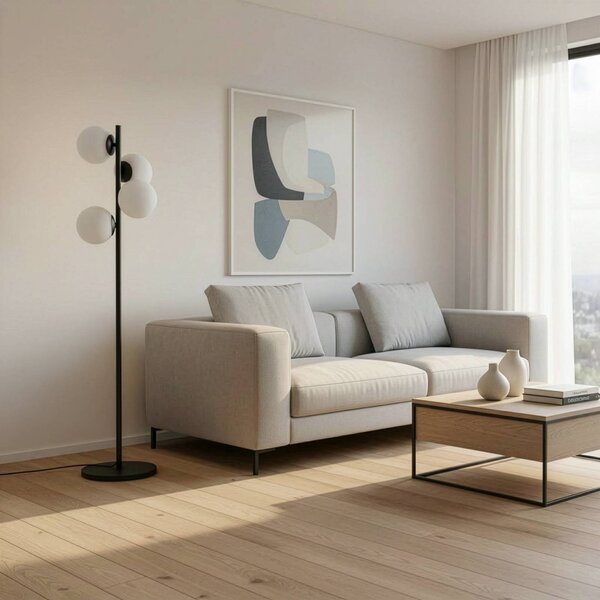 Lampa stojąca Faze Opviq, czarny, salon / jadalnia, metal