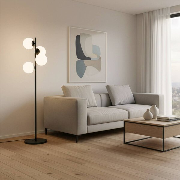 Lampa stojąca Faze Opviq, czarny, salon / jadalnia, metal