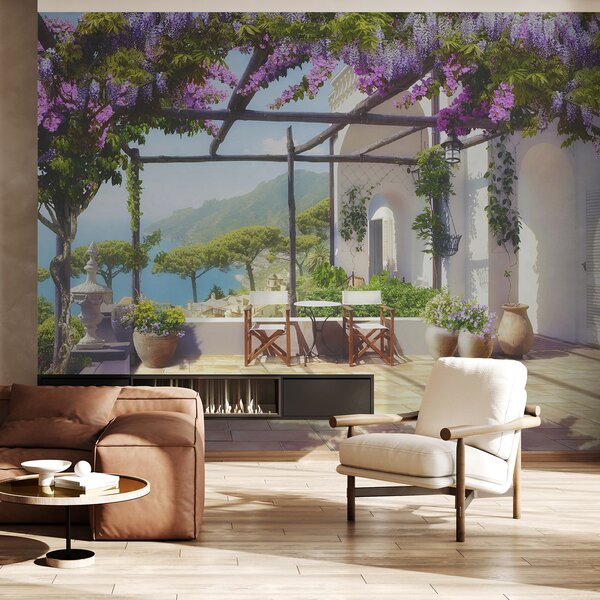 Fototapety Wisteria kwitnie na werandzie, Fototapety Kwiaty, u03904 : Uwalls.pl