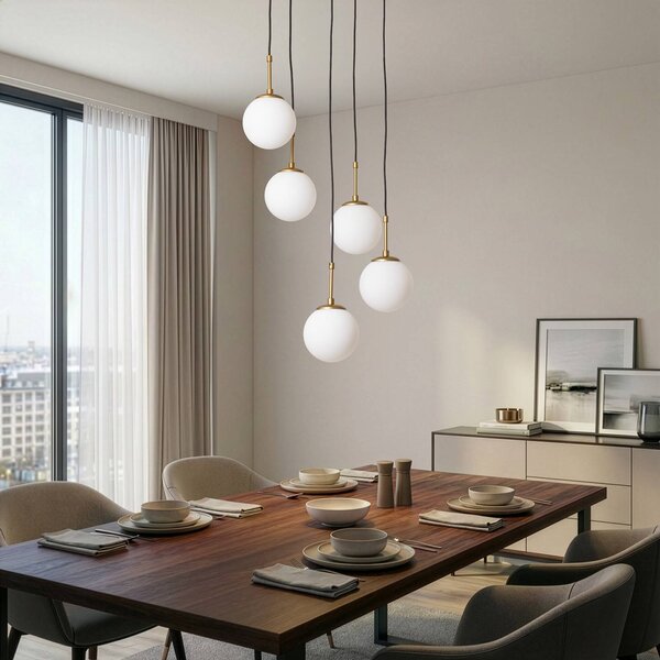 Lampa wisząca szklana Opviq, możliwość ściemniania, biały / opal, salon / jadalnia, szkło