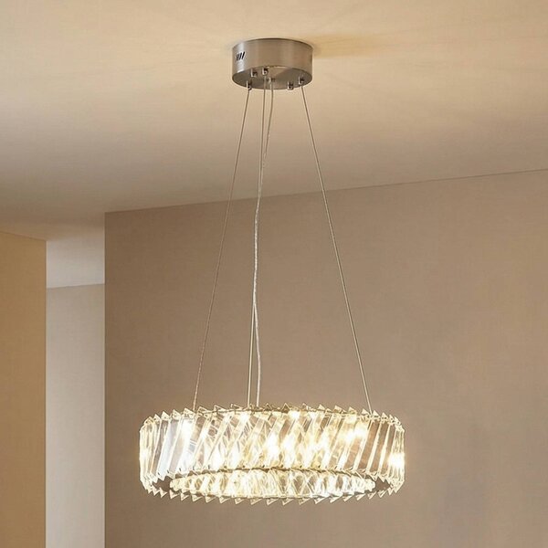 Lampa wisząca Glacis Lucande, przezroczysty / transparentny, salon / jadalnia, szkło, design