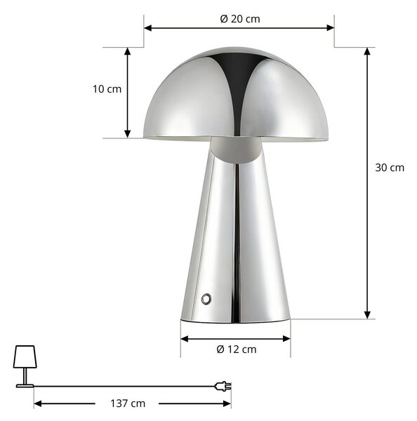 Lampa stołowa LED Nevijo Lindby, możliwość ściemniania, chromowy / srebrny, salon / jadalnia, metal, nowoczesny