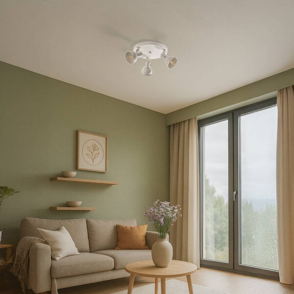 Lampa sufitowa Trogir Argon, możliwość ściemniania, kremowy / amber, salon / jadalnia, metal, industrialny
