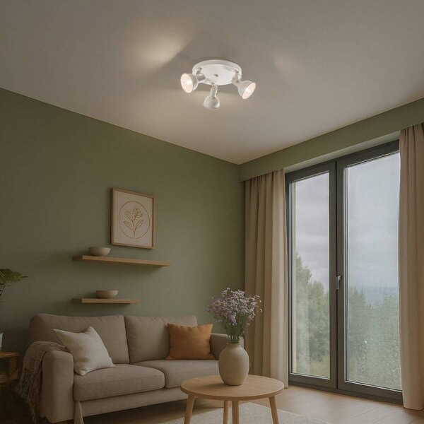 Lampa sufitowa Trogir Argon, możliwość ściemniania, kremowy / amber, salon / jadalnia, metal, industrialny