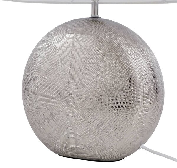 Lampa stołowa Florentino Lindby, biały / opal, salon / jadalnia, tkanina / materiał / jedwab